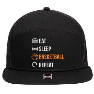 Eat Sleep Basketball Repeat | Basketball 7 Panel Mesh Trucker Snapback Hat