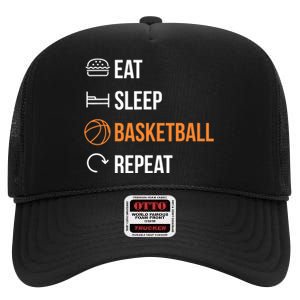 Eat Sleep Basketball Repeat | Basketball High Crown Mesh Back Trucker Hat