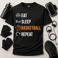 Eat Sleep Basketball Repeat | Basketball Cooling Performance Crew T-Shirt