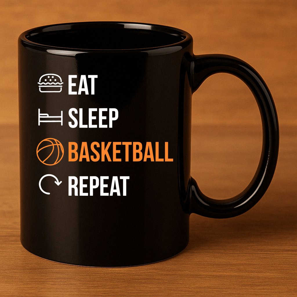 Eat Sleep Basketball Repeat | Basketball 11oz C Handle Ceramic Mug