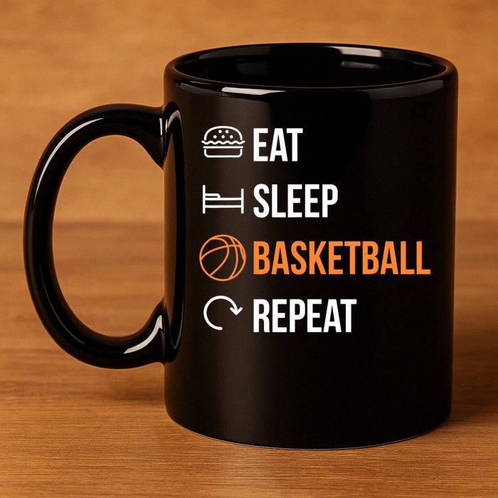 Eat Sleep Basketball Repeat | Basketball 11oz C Handle Ceramic Mug