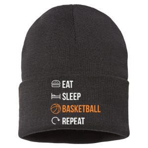 Eat Sleep Basketball Repeat | Basketball Sustainable Knit Beanie