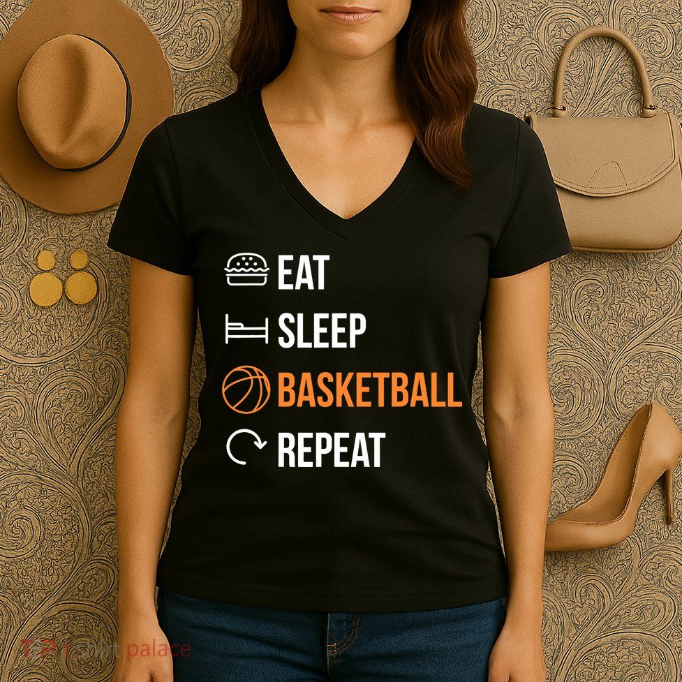 Eat Sleep Basketball Repeat | Basketball Women's V-Neck T-Shirt