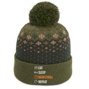 Eat Sleep Basketball Repeat | Basketball The Baniff Cuffed Pom Beanie