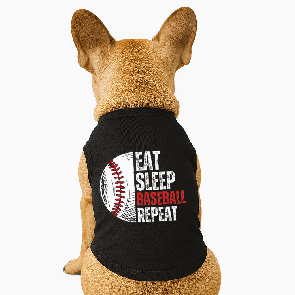 Eat Sleep Baseball Repeat Funny Baseball Players Doggie Tank