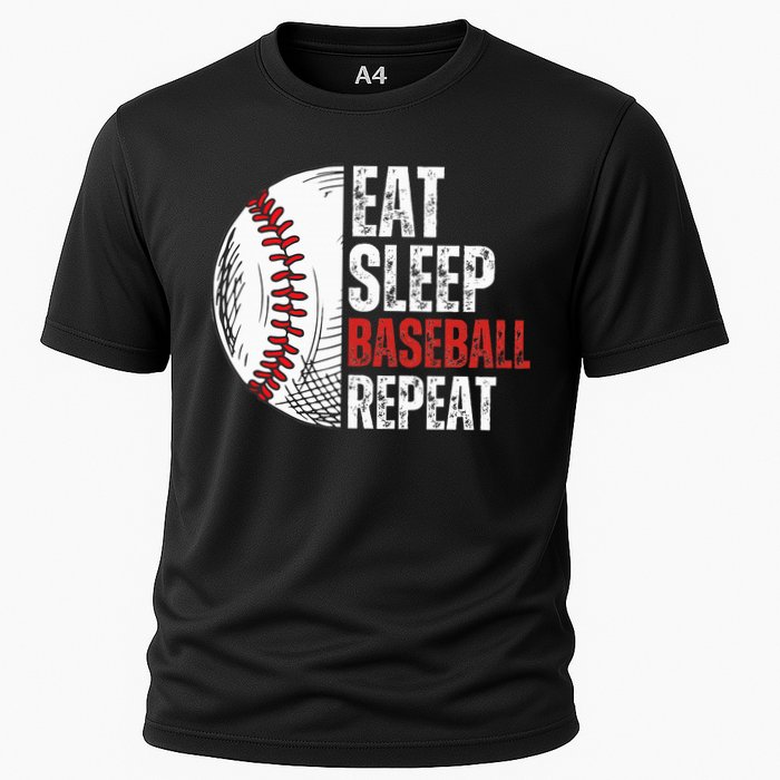 Eat Sleep Baseball Repeat Funny Baseball Players Cooling Performance Crew T-Shirt