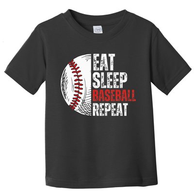 Eat Sleep Baseball Repeat Funny Baseball Players Toddler T-Shirt
