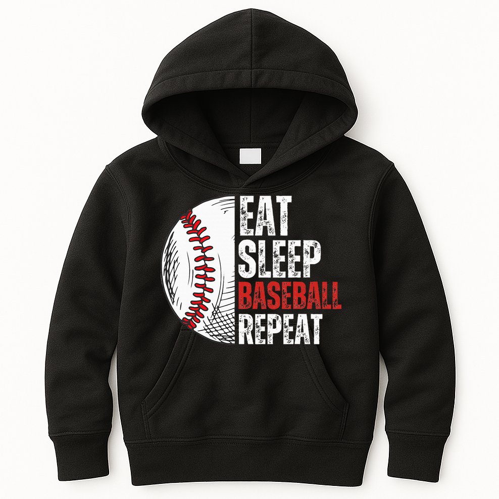 Eat Sleep Baseball Repeat Funny Baseball Players Kids Hoodie