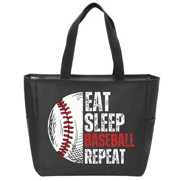 Eat Sleep Baseball Repeat Funny Baseball Players Zip Tote Bag