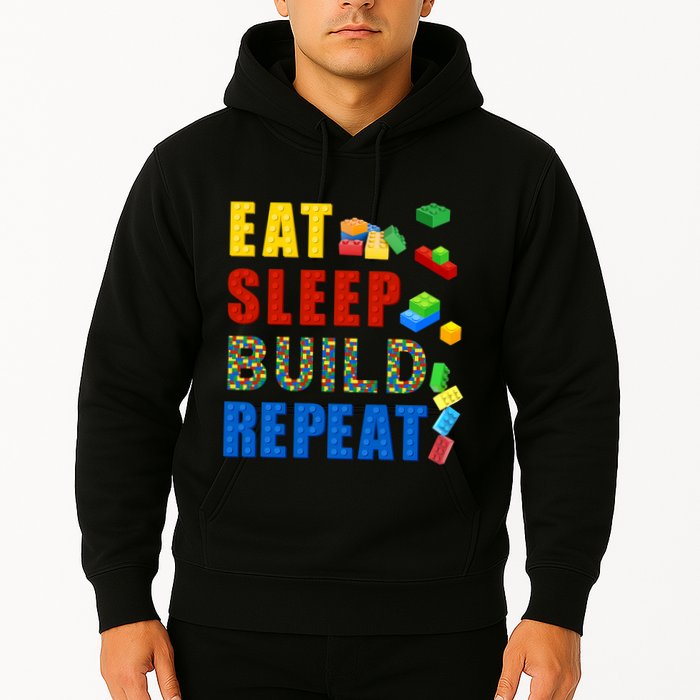Eat Sleep Build Repeat Building Bricks Blocks Master Builder Hoodie