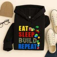 Eat Sleep Build Repeat Building Bricks Blocks Master Builder Hoodie