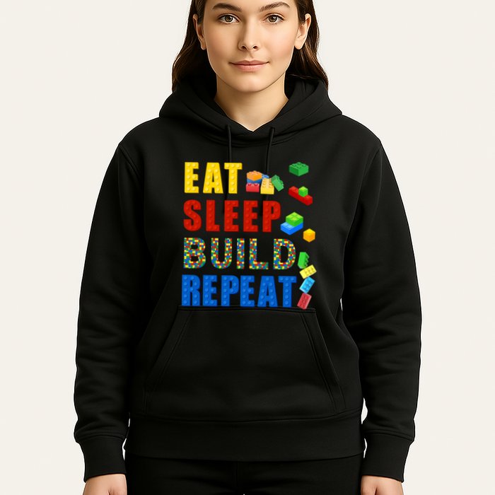 Eat Sleep Build Repeat Building Bricks Blocks Master Builder Hoodie