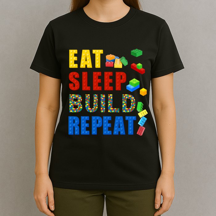 Eat Sleep Build Repeat Building Bricks Blocks Master Builder T-Shirt
