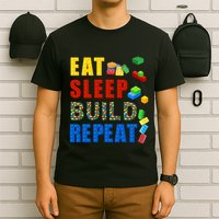 Eat Sleep Build Repeat Building Bricks Blocks Master Builder T-Shirt