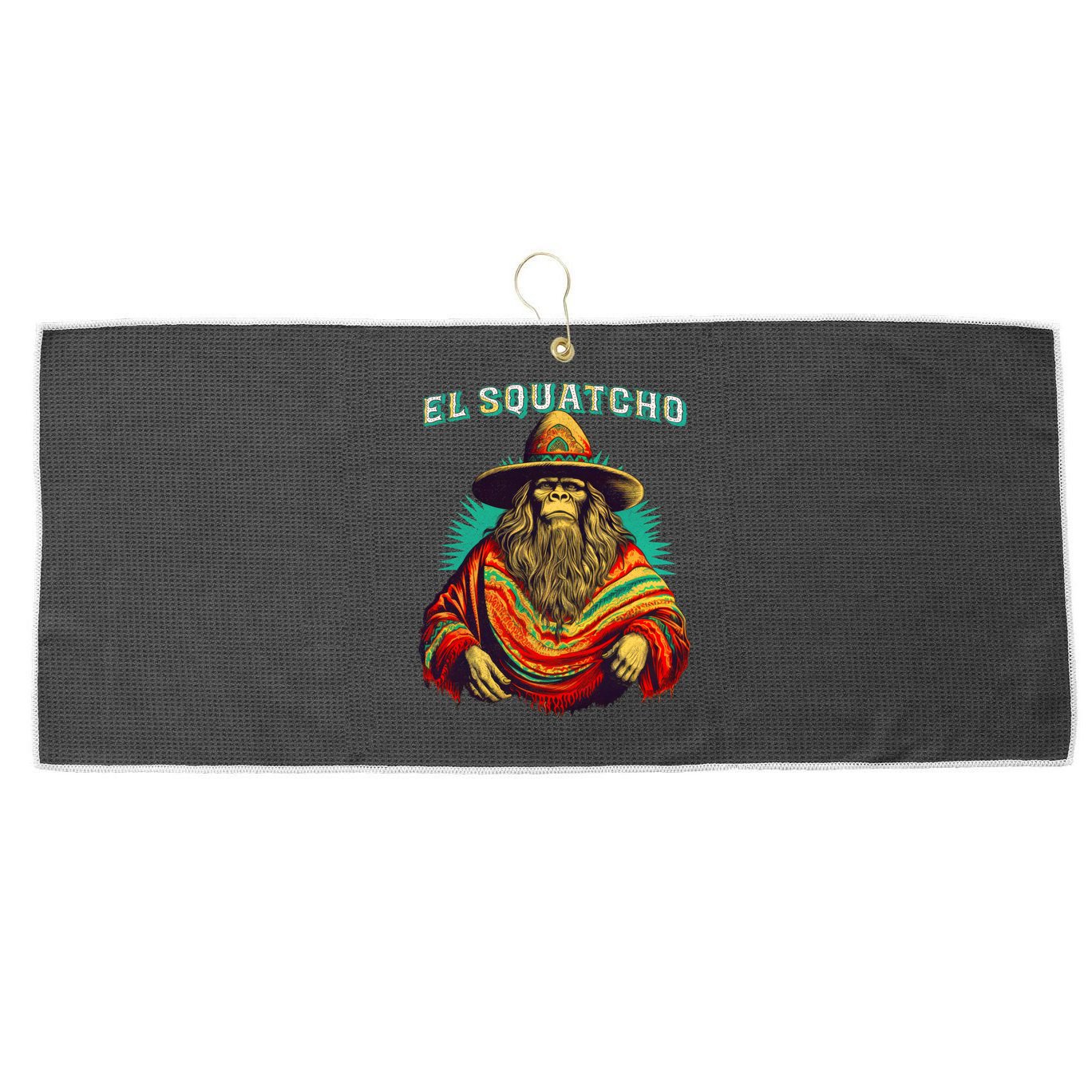 El Squatcho Bigfoot Saquatch Large Microfiber Waffle Golf Towel