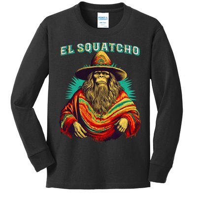 El Squatcho Bigfoot Saquatch Kids Long Sleeve Shirt