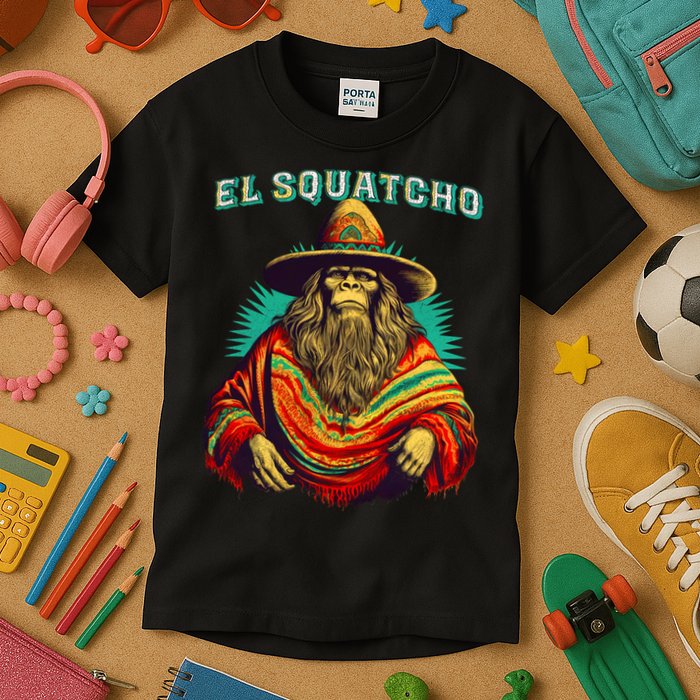 El Squatcho Bigfoot Saquatch Kids T-Shirt