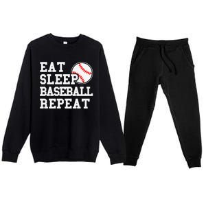 Eat Sleep Baseball Repeat Funny Baseball Lover Premium Crewneck Sweatsuit Set