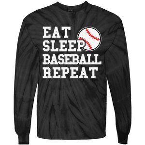 Eat Sleep Baseball Repeat Funny Baseball Lover Tie-Dye Long Sleeve Shirt