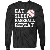 Eat Sleep Baseball Repeat Funny Baseball Lover Tie-Dye Long Sleeve Shirt