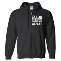 Eat Sleep Baseball Repeat Funny Baseball Lover Full Zip Hoodie