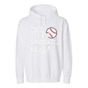 Eat Sleep Baseball Repeat Funny Baseball Lover Garment-Dyed Fleece Hoodie