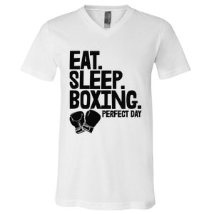 Eat Sleep Boxing Perfect Day Funny Wo Boxing Sports Love Premium V-Neck T-Shirt