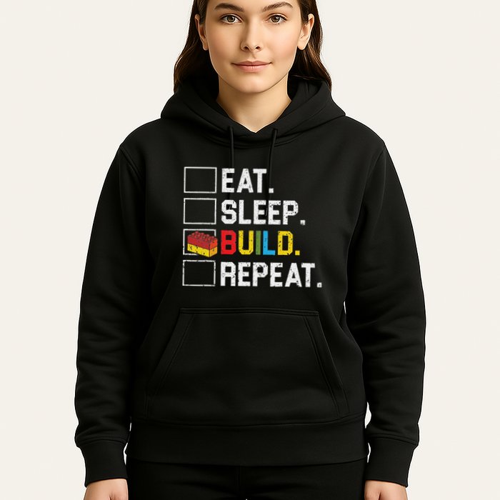 Eat Sleep Build Repeat Master Builder Bricks Blocks Hoodie