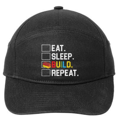 Eat Sleep Build Repeat Master Builder Bricks Blocks 7-Panel Snapback Hat