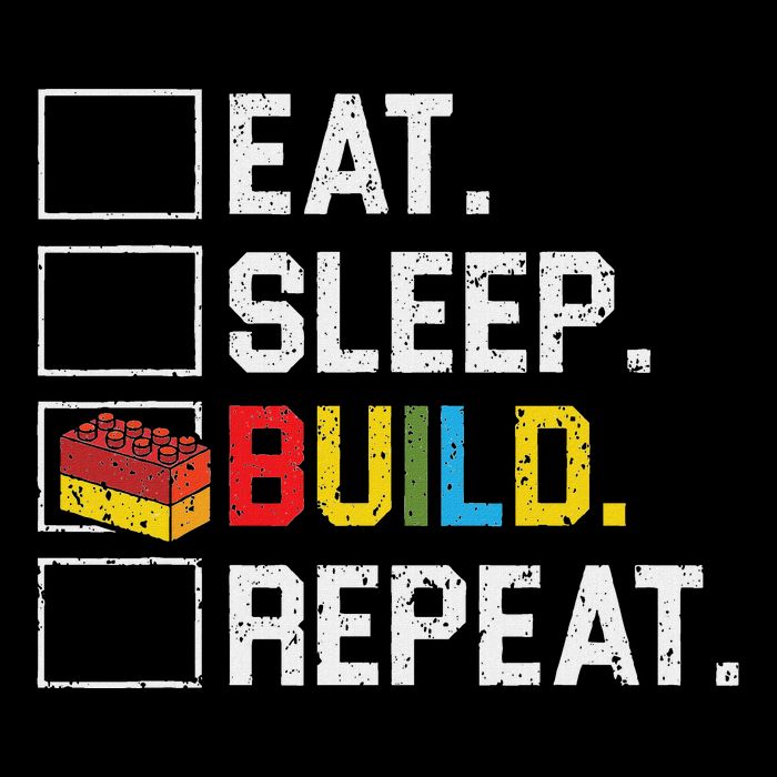 Eat Sleep Build Repeat Master Builder Bricks Blocks 16 in Basic Backpack