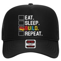Eat Sleep Build Repeat Master Builder Bricks Blocks Trucker Hat