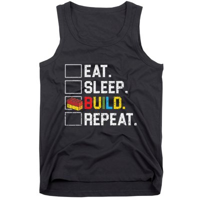 Eat Sleep Build Repeat Master Builder Bricks Blocks Tank Top
