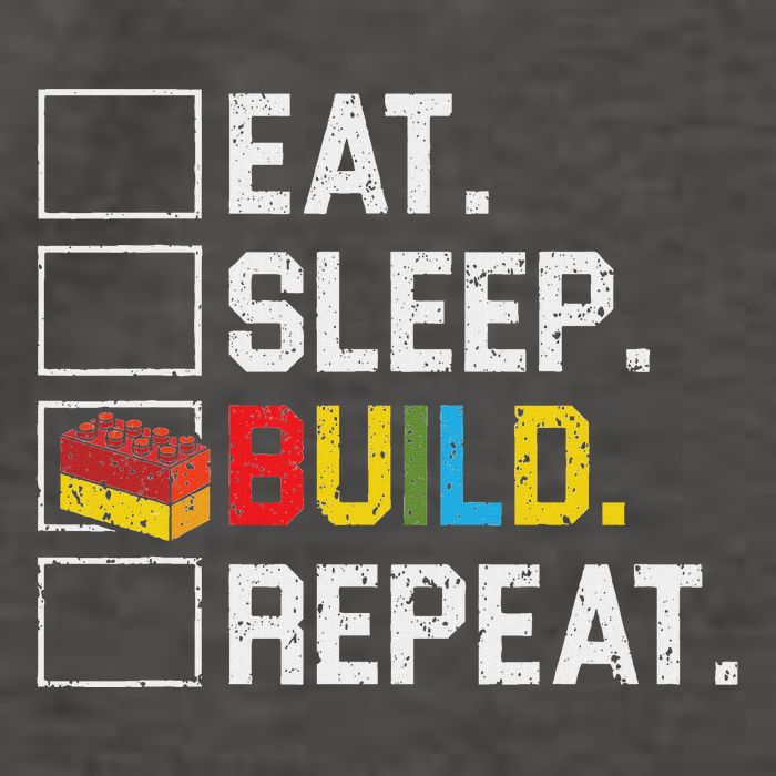 Eat Sleep Build Repeat Master Builder Bricks Blocks Vector Backpack