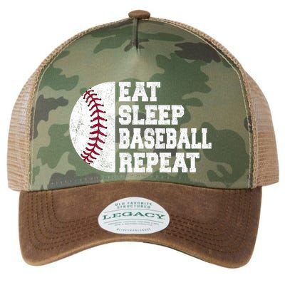 Eat Sleep Baseball Repeat Vintage Funny Baseball Player Legacy Tie Dye Trucker Hat