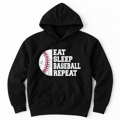 Eat Sleep Baseball Repeat Vintage Funny Baseball Player Hoodie