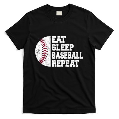 Eat Sleep Baseball Repeat Vintage Funny Baseball Player T-Shirt