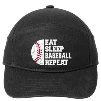 Eat Sleep Baseball Repeat Vintage Funny Baseball Player 7-Panel Snapback Hat