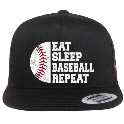 Eat Sleep Baseball Repeat Vintage Funny Baseball Player Flatbill Hat