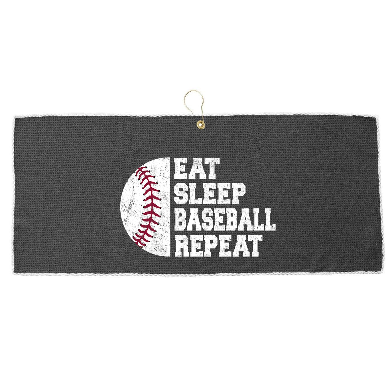Eat Sleep Baseball Repeat Vintage Funny Baseball Player Large Microfiber Waffle Golf Towel