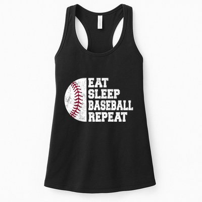 Eat Sleep Baseball Repeat Vintage Funny Baseball Player Womens Tank Top