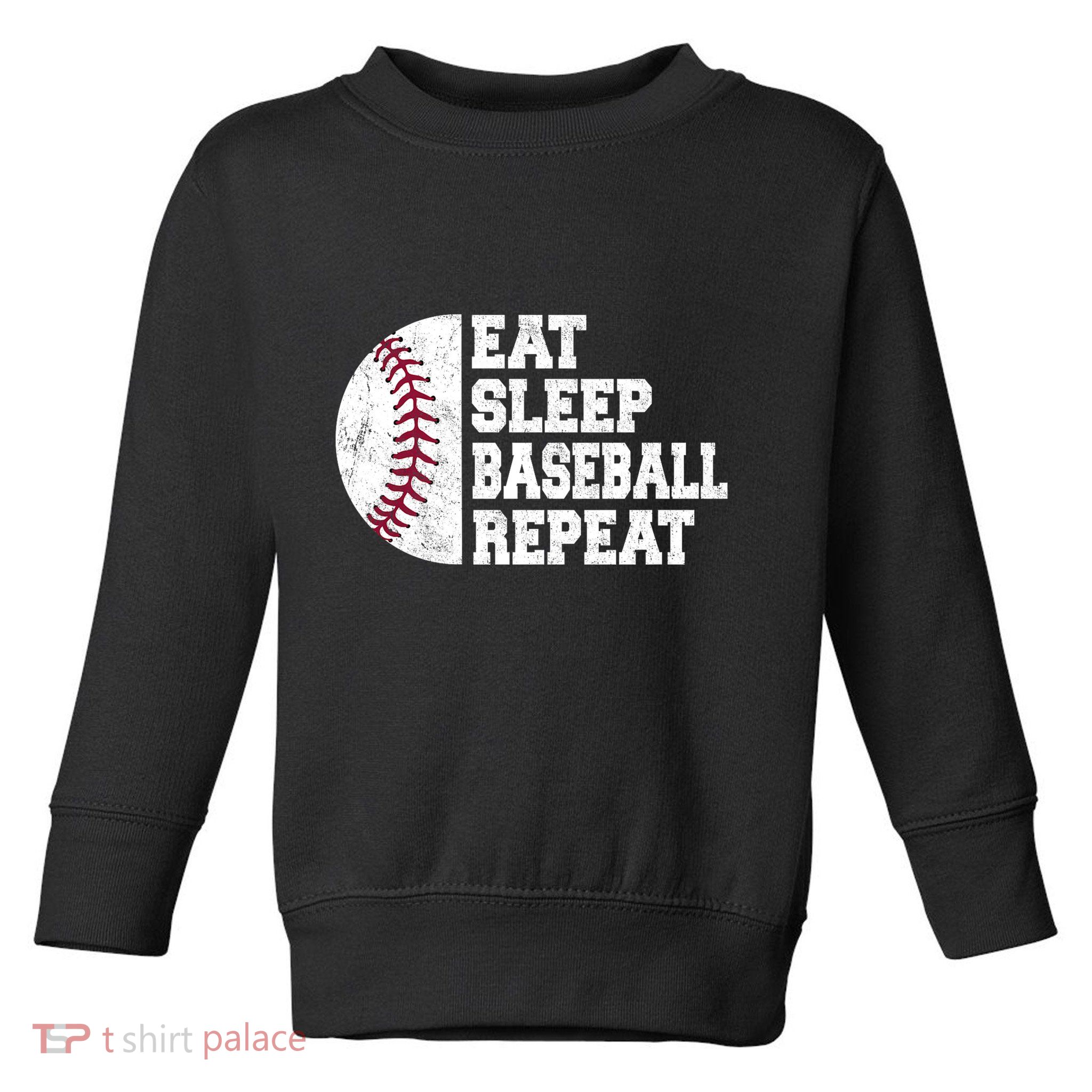 Eat Sleep Baseball Repeat Vintage Funny Baseball Player Toddler Sweatshirt