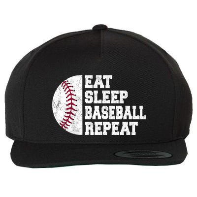 Eat Sleep Baseball Repeat Vintage Funny Baseball Player Wool Snapback Cap