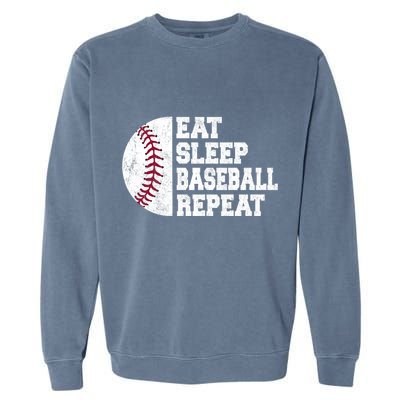 Eat Sleep Baseball Repeat Vintage Funny Baseball Player Garment-Dyed Sweatshirt
