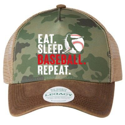 Eat Sleep Baseball Repeat Vintage Funny Baseball Player Legacy Tie Dye Trucker Hat