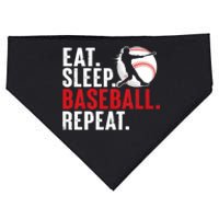 Eat Sleep Baseball Repeat Vintage Funny Baseball Player USA-Made Doggie Bandana