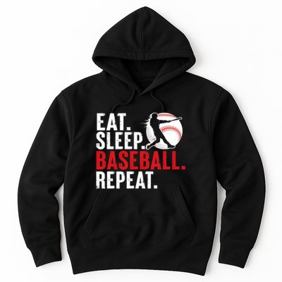 Eat Sleep Baseball Repeat Vintage Funny Baseball Player Hoodie
