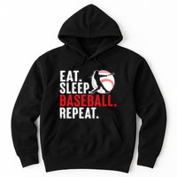 Eat Sleep Baseball Repeat Vintage Funny Baseball Player Hoodie