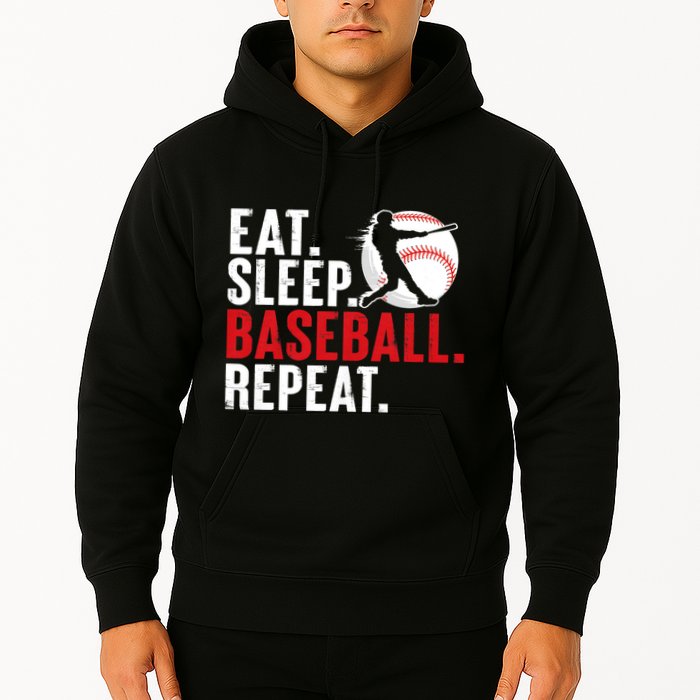Eat Sleep Baseball Repeat Vintage Funny Baseball Player Hoodie