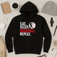 Eat Sleep Baseball Repeat Vintage Funny Baseball Player Hoodie