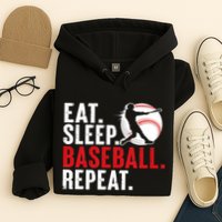 Eat Sleep Baseball Repeat Vintage Funny Baseball Player Hoodie